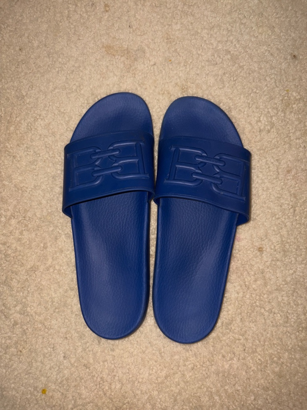 Bally Switzerland Blue Rubber Logo Slides Sandals Size 12